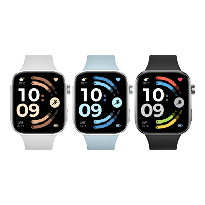 Redmi Watch 6 em prata, azul e preto, render oficial da Xiaomi