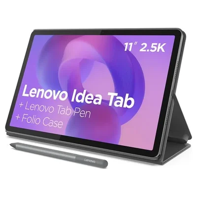 Lenovo Idea Tab cinza com a Tab Pen e a capa