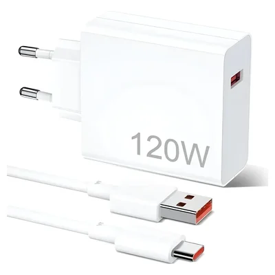 Carregador Xiaomi HyperCharge 120W com o cabo USB-A para USB-C
